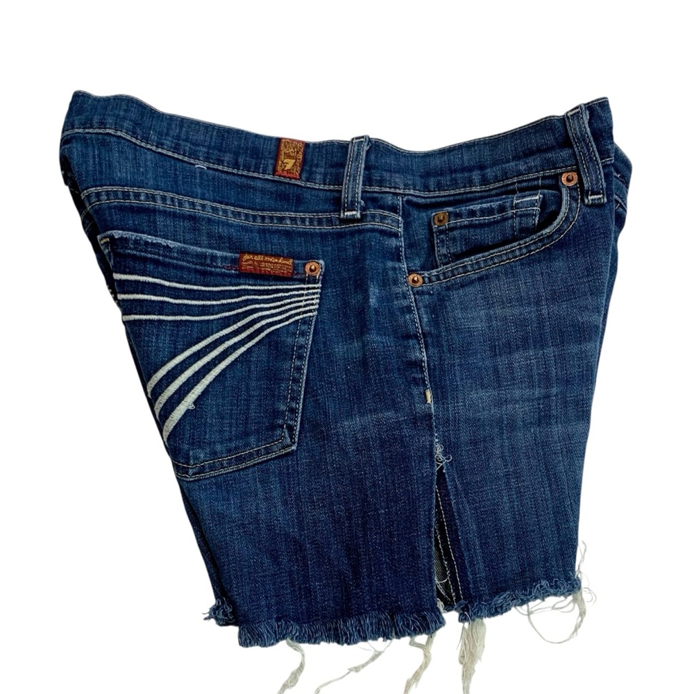 7 For ALL MANKIND Indigo Dojo Cut Off Jean Shorts Sz 29 - Picture 3 of 8